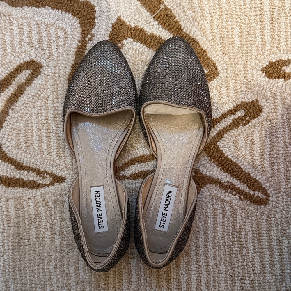 Steve Madden Women's Sparkle Flats - Black and Silver